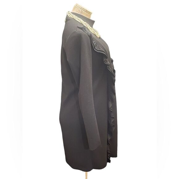 Chic Elegance: Zara Black Ruffle Long Sleeve Mock Neck Dress - Picture 5 of 6